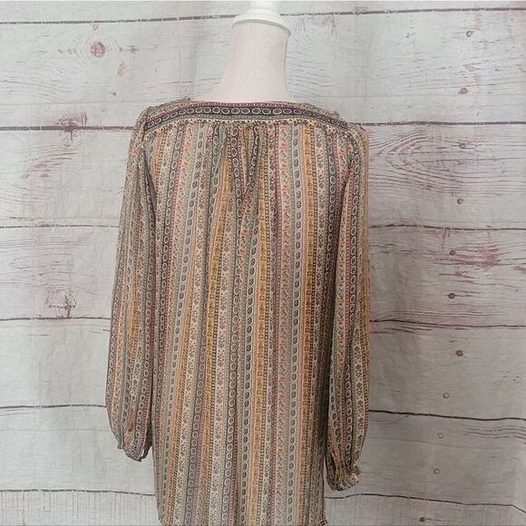 Anthropologie Burning Torch Silk Peasant Blouse Size XS - Picture 2 of 6